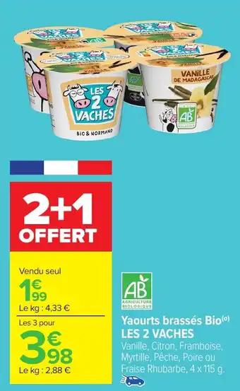 LES 2 VACHES Yaourts brassés Bio 4 x 115 g