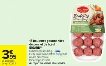 BIGARD 15 boulettes gourmandes de porc et de bœuf 375 g