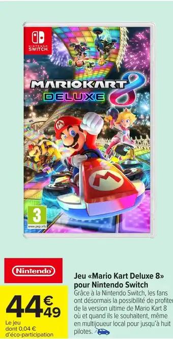 NINTENDO SWITCH Jeu <<Mario Kart Deluxe 8>> pour