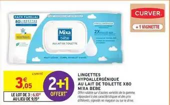 Mixa bebé - lingettes hypoallergénique au lait de toilette x80