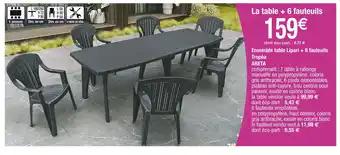 ARETA Ensemble table Lipari + 6 fauteuils Tropéa