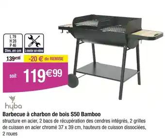 hyba Barbecue à charbon de bois S50 Bamboo