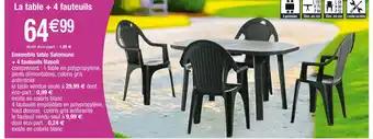 Ensemble table Salomone + 4 fauteuils Napoli