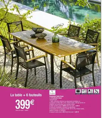 hyba Ensemble table gaya + 6 fauteuils gaya