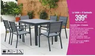 Ensemble table + 6 fauteuils