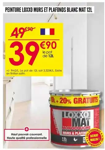 LOXXO Peinture murs et plafonds blanc mat 12l