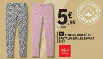 Legging cotelé ou pantalon maille enfant bio
