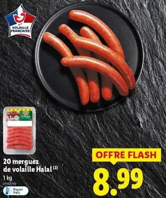 20 merguez de volaille Halal 1 kg