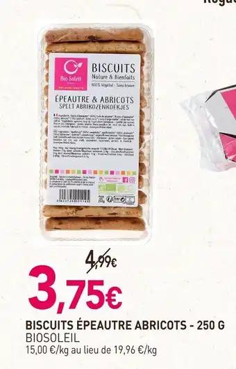 BIOSOLEIL Biscuits épeautre abricots 250 g
