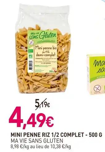 MA VIE SANS GLUTEN mini penne riz 1/2 complet 500 g