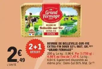 Beurre de belleville-sur-vie extra-fin doux 82% mat. gr. grand fermage 250 g