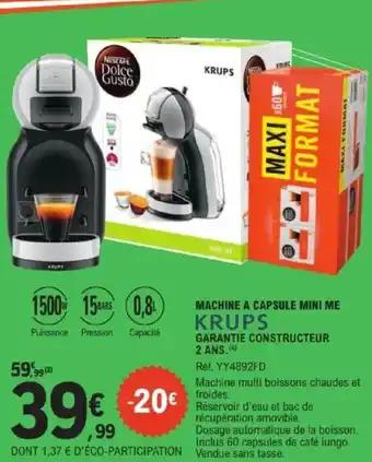 Machine a capsule mini me krups