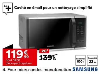 Promotion Exclusives de 4
Micro ondes monofonction : Découvrez l'Offre incontournable