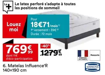 Matelas Influence'R 140 x 190 cm