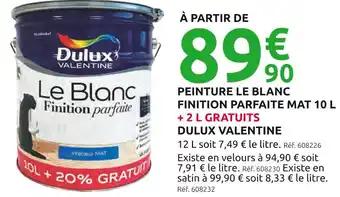 DULUX VALENTINE Peinture Le Blanc Finition Parfaite Mat 10 L + 2 L gratuits