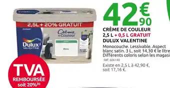 Dulux Valentine Crème de couleur 2,5 l + 0,5 l gratuit