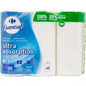 CARREFOUR ESSENTIAL Essuie-tout blanc ultra absorption