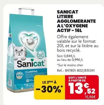 Sanicat Litiere agglomerante a l’oxygene actif - 16l