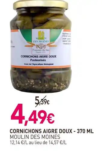 MOULIN DES MOINES Cornichons aigre doux - 370 ml