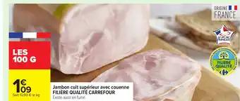 Jambon cuit supérieur avec couenne 100 g
