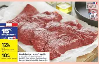 Viande bovine: steak à griller