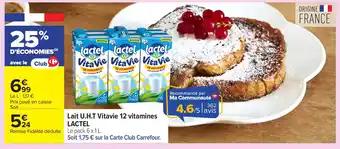 LACTEL Lait U.H.T Vitavie 12 vitamines 6 x 1 l