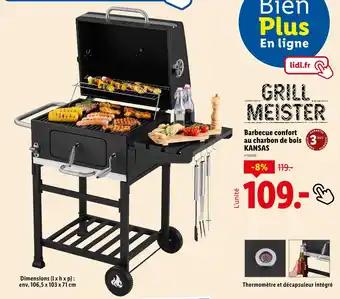 GRILL MEISTER Barbecue confort au charbon de bois KANSAS