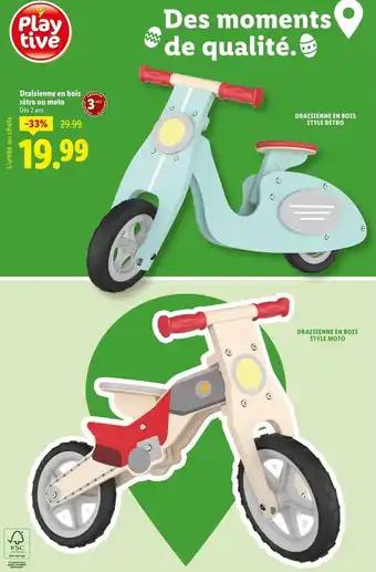 PLAYTIVE Draisienne en bois rétro ou moto