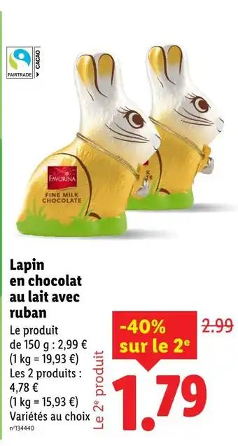 FAVORINA Lapin en chocolat au lait avec ruban