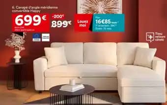 Canapé d'angle méridienne convertible Happy