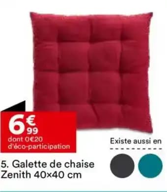 Galette de chaise Zenith 40x40 cm