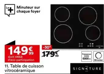 Table de cuisson vitrocéramique