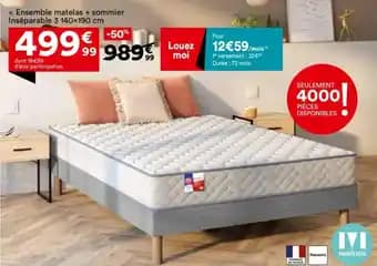 Ensemble matelas + sommier Inséparable 3 140x190 cm