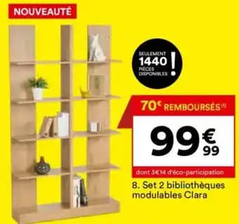 Set 2 bibliothèques modulables Clara