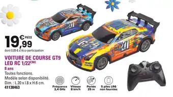 Voiture de course gt9 led rc 1/22ème