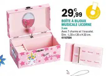 Boîte à bijoux musicale licorne