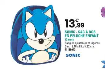 SONIC Sac à dos en peluche enfant
