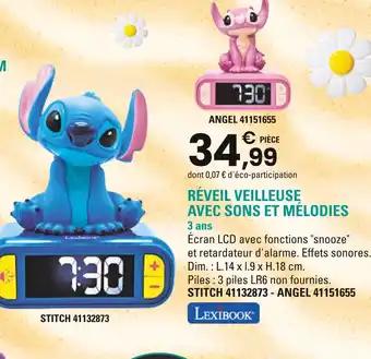 Réveil veilleuse avec sons et mélodies