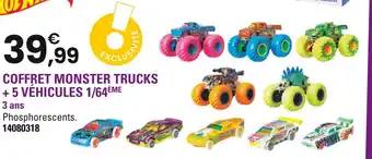 HOT WHEELS Coffret monster trucks + 5 véhicules 1/64ème