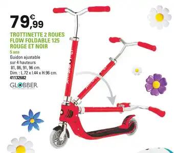 Globber Trottinette 2 roues Flow Foldable 125 rouge et noir