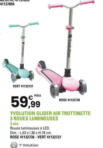Y-Volution Yvolution Glider Air Trottinette 3 roues lumineuses