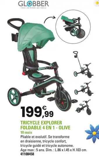 Globber Tricycle explorer foldable 4 en 1 - olive