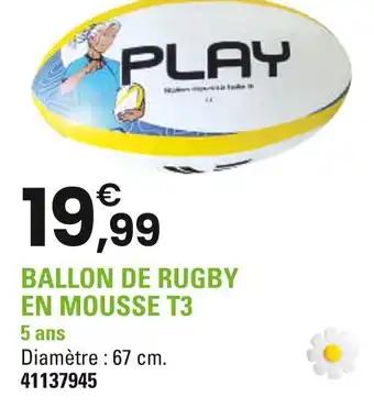 Ballon de rugby en mousse T3