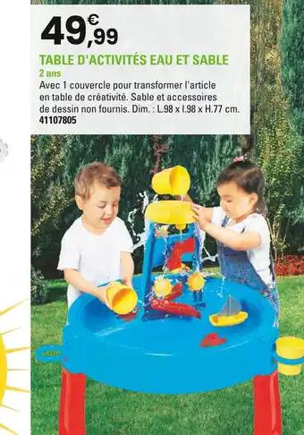 Table d'activités eau et sable