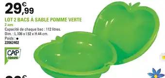 CAP Nature Lot 2 bacs à sable pomme verte