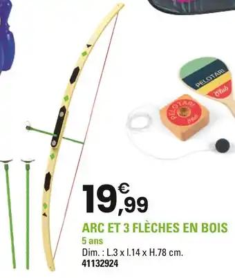 Arc et 3 flèches en bois