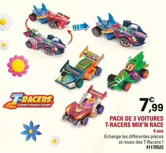 T-Racers Pack de 3 voitures Mix'n Race