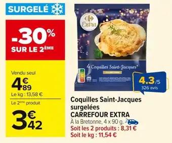 CARREFOUR EXTRA Coquilles Saint-Jacques surgelées 4 x 90 g