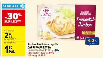 CARREFOUR EXTRA Paniers feuilletés surgelés 4 x 100 g