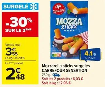 CARREFOUR SENSATION Mozzarella sticks surgelés 250 g